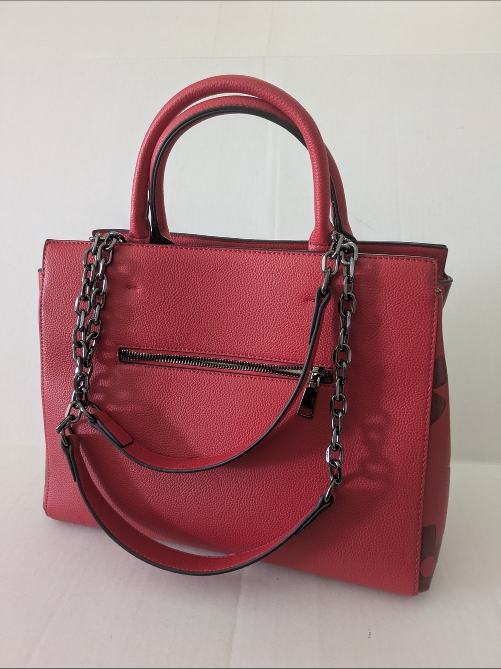Designer Red Floral Monogram Tote - Picture 2 of 7